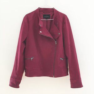 Banana Republic faux suede dark red velvet jacket.